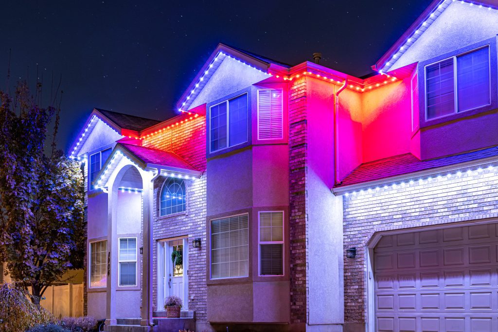 Permanent Outdoor Lights in Red, White and Blue